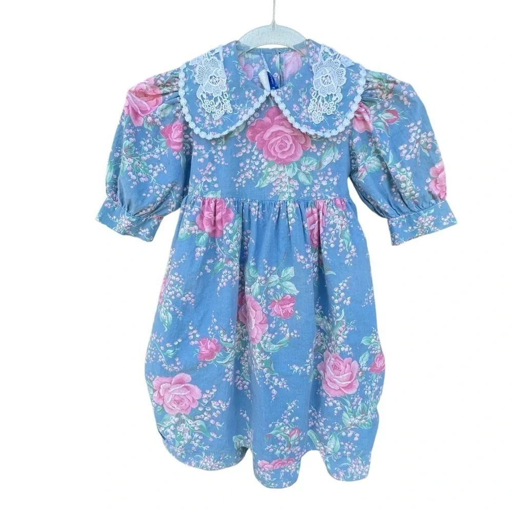 Vintage Sarah Kent Cottagecore Floral Prairie Dress 80s Gone with the Wind Sz 6X